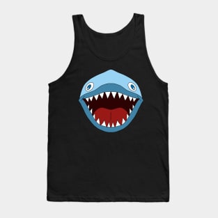 Cartoon Blue Shark Jaw with Sharp Teeth Tank Top